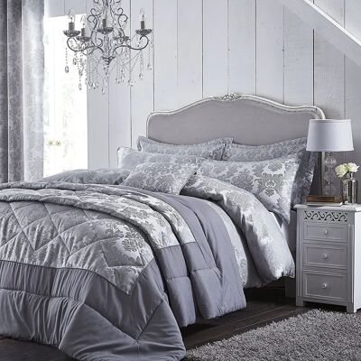 Catherine Lansfield Damask Jacquard Silver Single Duvet Set - Duvet Set Catherine Lansfield Damask Jacquard Silver Single Duvet Set - Duvet Set