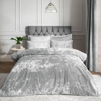 Catherine Lansfield Velours écrasé argenté Parure de duvet double Catherine Lansfield Velours écrasé argenté Parure de duvet double