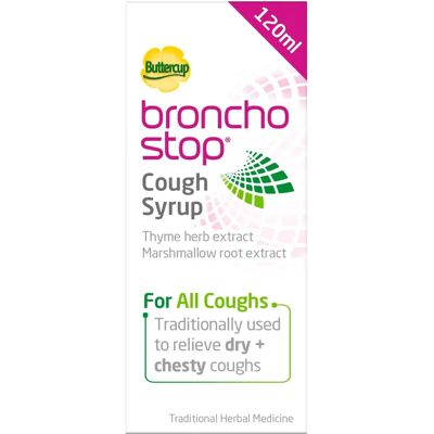 Buttercup Bronchostop Cough Syrup - 120ml/200ml for Dry & Chesty Coughs Buttercup Bronchostop Cough Syrup - 120ml/200ml for Dry & Chesty Coughs