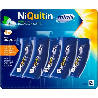 Niquitin Mint Lozenges - Stop Smoking Aid - 4mg, 100 Pack Niquitin Mint Lozenges - Stop Smoking Aid - 4mg, 100 Pack