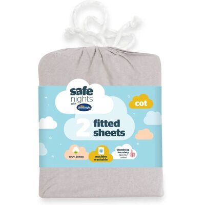 Silentnight Grey Cot Size Fitted Sheet 2 Pack - Bedding Set Silentnight Grey Cot Size Fitted Sheet 2 Pack - Bedding Set