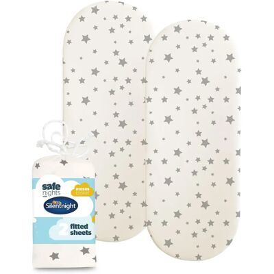 Silentnight - Safe Nights Moses Basket Fitted Sheets - Moses Basket - Jersey Cotton - Sheet set Silentnight - Safe Nights Moses Basket Fitted Sheets - Moses Basket - Jersey Cotton - Sheet set