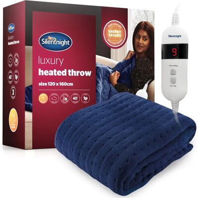 Silentnight Navy Heated Throw - 9-Heat Setting Large Blanket Silentnight Navy Heated Throw - 9-Heat Setting Large Blanket
