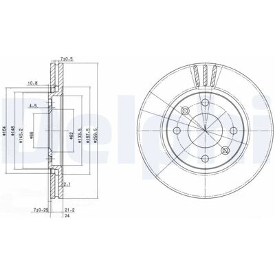 Disco de freno delantero Delphi PEUGEOT 406 Ventilado 260mm 24mm - Disco de freno Disco de freno delantero Delphi PEUGEOT 406 Ventilado 260mm 24mm - Disco de freno