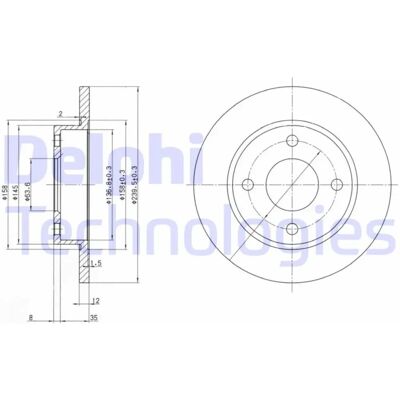 DELPHI BG3055 bromsskiva - Solid typ DELPHI BG3055 bromsskiva - Solid typ