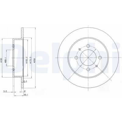 DELPHI BG3125 Bakre skivor - Nissan ALMERA 1, Sunny, 100NX DELPHI BG3125 Bakre skivor - Nissan ALMERA 1, Sunny, 100NX