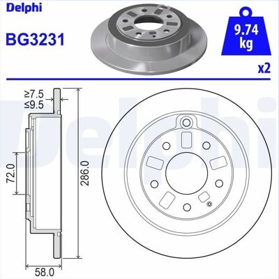 DELPHI Δίσκος φρένων Mazda Xedos 9 - Πλήρης, 286mm, Λιπανμένος DELPHI Δίσκος φρένων Mazda Xedos 9 - Πλήρης, 286mm, Λιπανμένος
