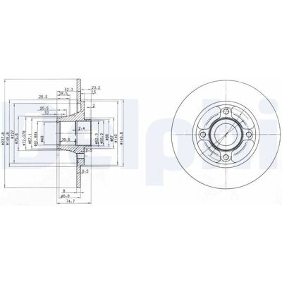 DELPHI BG3360 Bremsskiva - Solid, 8mm Tjocklek, 238mm Diameter DELPHI BG3360 Bremsskiva - Solid, 8mm Tjocklek, 238mm Diameter