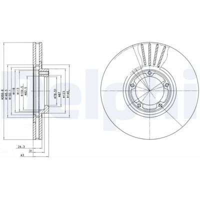 Ford Transit Mk4 - Tuuletettu jarrulevy - 270mm - 24,3mm - 5 tuuletettua listaa Ford Transit Mk4 - Tuuletettu jarrulevy - 270mm - 24,3mm - 5 tuuletettua listaa