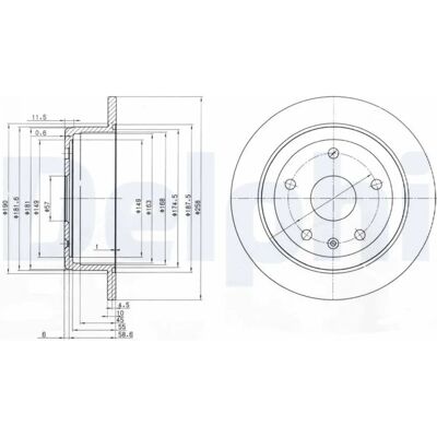 DELPHI BG3554 - Skivbroms för DAEWOO - 258mm, 10mm, 5-skruvar DELPHI BG3554 - Skivbroms för DAEWOO - 258mm, 10mm, 5-skruvar