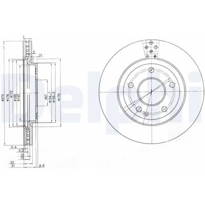 DELPHI BG3709 Bromsskiva - Ventilerad - 270mm DELPHI BG3709 Bromsskiva - Ventilerad - 270mm
