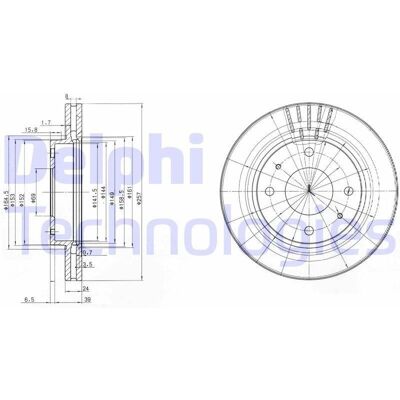 DELPHI BG3750 Ventilerad bromsskiva DELPHI BG3750 Ventilerad bromsskiva