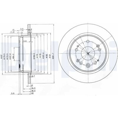 DELPHI BG3797 - Frambromsrotor för Honda - 282mm, 12mm, Motståndskraftig mot korrosion DELPHI BG3797 - Frambromsrotor för Honda - 282mm, 12mm, Motståndskraftig mot korrosion