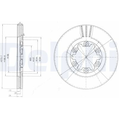 Delphi Ford Mazda Bromsdisk - Ventilerad 24mm Delphi Ford Mazda Bromsdisk - Ventilerad 24mm