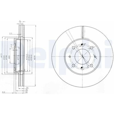 DELPHI BG3810 Ventilerad bromsskiva - Bromsskivor DELPHI BG3810 Ventilerad bromsskiva - Bromsskivor