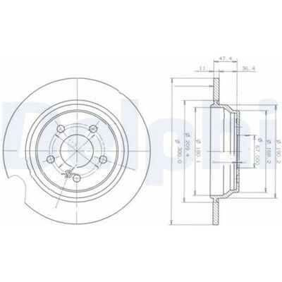 DELPHI BG3725 Bromsskiva - Solid, 300mm, 11mm, Oljed yta DELPHI BG3725 Bromsskiva - Solid, 300mm, 11mm, Oljed yta