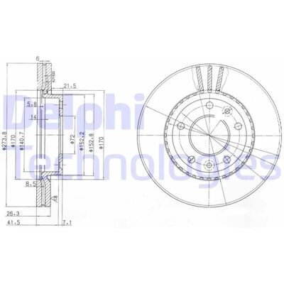 DELPHI BG4015 Framaxel Ventilerad bromsskiva - Bromsskiva DELPHI BG4015 Framaxel Ventilerad bromsskiva - Bromsskiva