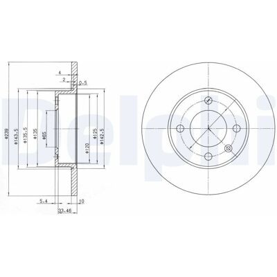 DELPHI BG2117 Bremsskiva - Solid, 10mm, 239mm Ø, 4 hål DELPHI BG2117 Bremsskiva - Solid, 10mm, 239mm Ø, 4 hål