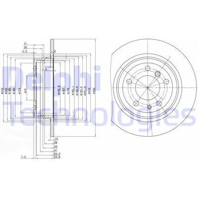 DELPHI BG2431 - Bakbromsskiva för BMW 300mm, 10mm, obehandlad DELPHI BG2431 - Bakbromsskiva för BMW 300mm, 10mm, obehandlad