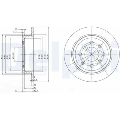 DELPHI BG2538 Bremsscheibe - Volltyp DELPHI BG2538 Bremsscheibe - Volltyp