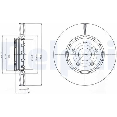 Delphi BG4276 Framhjul ventilated bromsdisc - Bromsdel Delphi BG4276 Framhjul ventilated bromsdisc - Bromsdel