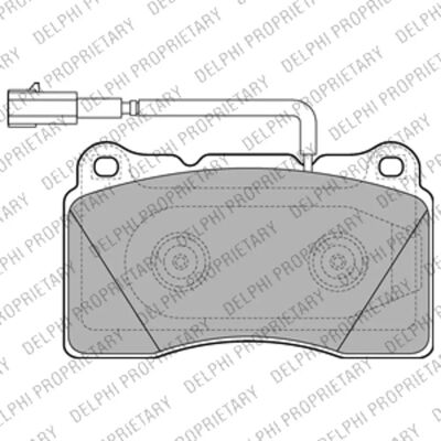 Pastilhas de freio Delphi LP2221 - Contato de aviso de desgaste, Baixo conteúdo metálico, Com placa anti-ruído Pastilhas de freio Delphi LP2221 - Contato de aviso de desgaste, Baixo conteúdo metálico, Com placa anti-ruído