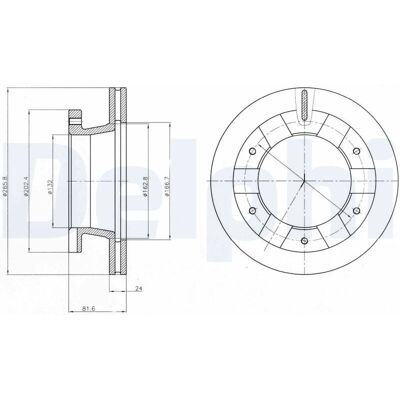 DELPHI Bromsskiva för Mitsubishi Canter 7:e generationen - Ventilerad 24mm DELPHI Bromsskiva för Mitsubishi Canter 7:e generationen - Ventilerad 24mm