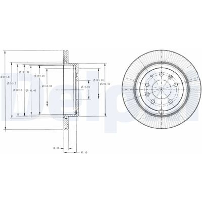 DELPHI BG4336 - Αεριζόμενος δίσκος φρένων, 302mm, Λιπανθείσα επιφάνεια, 5 τρύπες - Δίσκος φρένων DELPHI BG4336 - Αεριζόμενος δίσκος φρένων, 302mm, Λιπανθείσα επιφάνεια, 5 τρύπες - Δίσκος φρένων