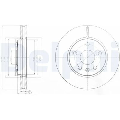 Disco freno ventilato Delphi BG4187C - Disco freno Disco freno ventilato Delphi BG4187C - Disco freno
