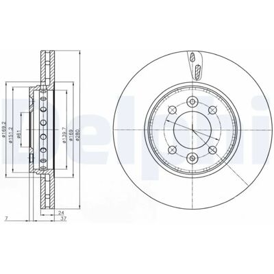 Delphi BG4536C Jarrulevy - Ilmastoitu, 280mm, Korkean hiilen Delphi BG4536C Jarrulevy - Ilmastoitu, 280mm, Korkean hiilen