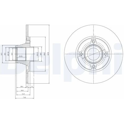 DELPHI BG9033RSC - Renault Clio 1, Kasten - Bromsskiva DELPHI BG9033RSC - Renault Clio 1, Kasten - Bromsskiva