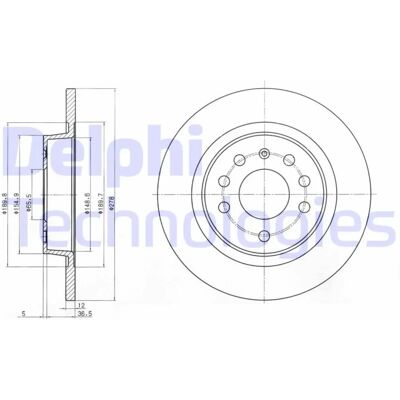 DELPHI BG3731C Bremsscheibe - Voll, 278mm, 12mm - Bremsscheibe DELPHI BG3731C Bremsscheibe - Voll, 278mm, 12mm - Bremsscheibe