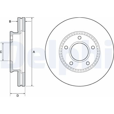 Disco de freio ventilado DELPHI BG4663C - 2 peças Disco de freio ventilado DELPHI BG4663C - 2 peças