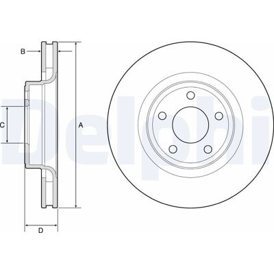 Delphi BG4831C Belüfteter Bremsscheibensatz für Ford Mustang Mk6 - Disc Brake Rotor Delphi BG4831C Belüfteter Bremsscheibensatz für Ford Mustang Mk6 - Disc Brake Rotor