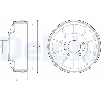 DELPHI BF562 Jarrutrommel - Kestävä, Ilman ABS-sensor gyűrűt DELPHI BF562 Jarrutrommel - Kestävä, Ilman ABS-sensor gyűrűt