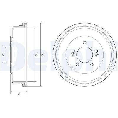 DELPHI BF599 Bremsedrums - Hyundai - Uten ABS-ring DELPHI BF599 Bremsedrums - Hyundai - Uten ABS-ring