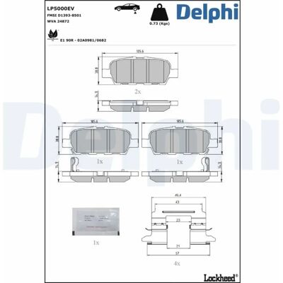 DELPHI LP5000EV Bromsbelägg - Bakaxel DELPHI LP5000EV Bromsbelägg - Bakaxel