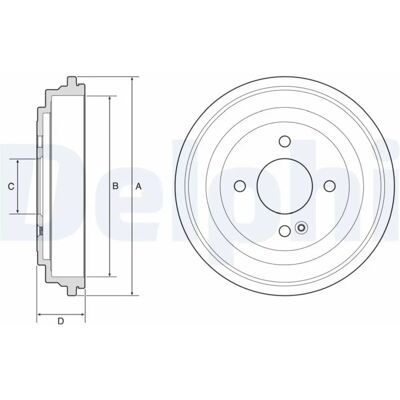 DELPHI BF633 Bremstrommel - 4 Löcher, 245mm Ø, Zentrierung 62,5mm DELPHI BF633 Bremstrommel - 4 Löcher, 245mm Ø, Zentrierung 62,5mm