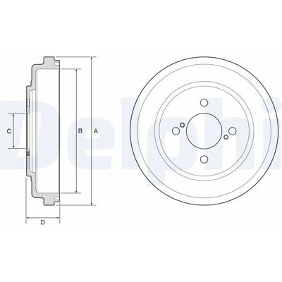 Tambour de frein DELPHI BF643 - 4 trous, diamètre intérieur 220mm, diamètre extérieur 262mm Tambour de frein DELPHI BF643 - 4 trous, diamètre intérieur 220mm, diamètre extérieur 262mm