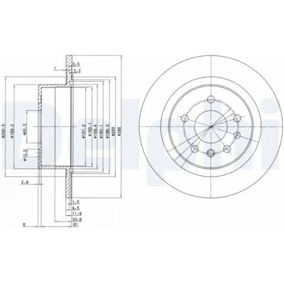 Delphi BG2986 Bremseplade til Opel Omega B - Bager, 285mm x 12mm, 5 huller Delphi BG2986 Bremseplade til Opel Omega B - Bager, 285mm x 12mm, 5 huller