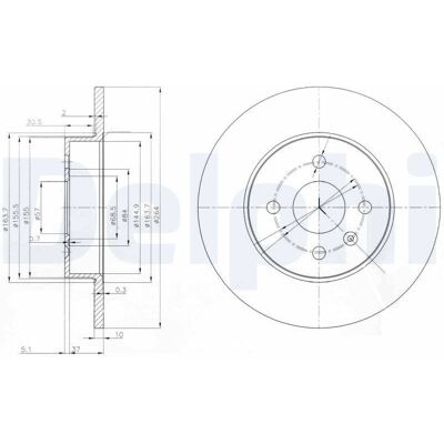 DELPHI BG3885C Bremsscheibe - Voll 264mm 10mm Beschichtet DELPHI BG3885C Bremsscheibe - Voll 264mm 10mm Beschichtet