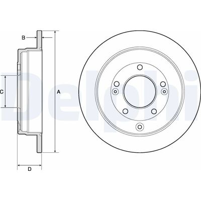 DELPHI BG4767C Bakbromsskiva för Hyundai, Kia - 284mm, 10mm DELPHI BG4767C Bakbromsskiva för Hyundai, Kia - 284mm, 10mm