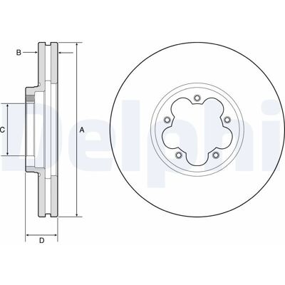 Delphi BG9176C Bremsenscheibe - Belüftet, 33mm, 5-Loch, 308mm Delphi BG9176C Bremsenscheibe - Belüftet, 33mm, 5-Loch, 308mm