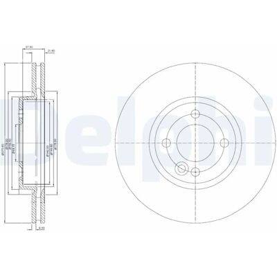 DELPHI BG3661C - Bremsscheibe - Belüftet, 22mm, 4 Löcher DELPHI BG3661C - Bremsscheibe - Belüftet, 22mm, 4 Löcher