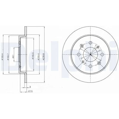 DELPHI BG4334C Bremsscheibe - 238mm, Voll, Beschichtet DELPHI BG4334C Bremsscheibe - 238mm, Voll, Beschichtet