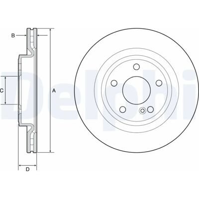 DELPHI BG4927C Ventilerad bromsskiva - Bilmodell DELPHI BG4927C Ventilerad bromsskiva - Bilmodell