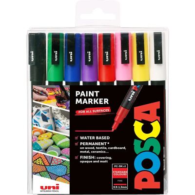 Posca PC-3M Paint Marker Set - 8 Colors for Art & Craft Posca PC-3M Paint Marker Set - 8 Colors for Art & Craft