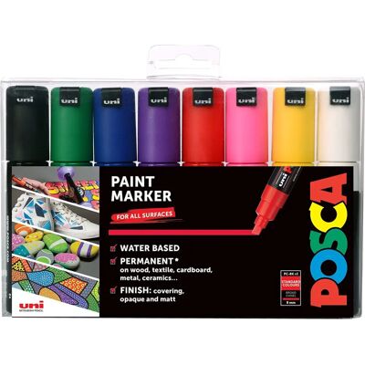 Uni POSCA Paint Marker Set PC-8K - 8 Colors Broad Tip Uni POSCA Paint Marker Set PC-8K - 8 Colors Broad Tip