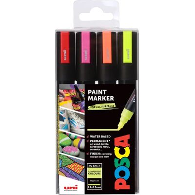 Posca PC-5M Fluorescent Paint Markers - Multi-Surface, 4-Pack Posca PC-5M Fluorescent Paint Markers - Multi-Surface, 4-Pack
