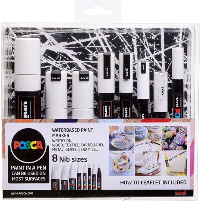 Posca White Marker Set - 8 Tip Sizes for Art & Craft Posca White Marker Set - 8 Tip Sizes for Art & Craft